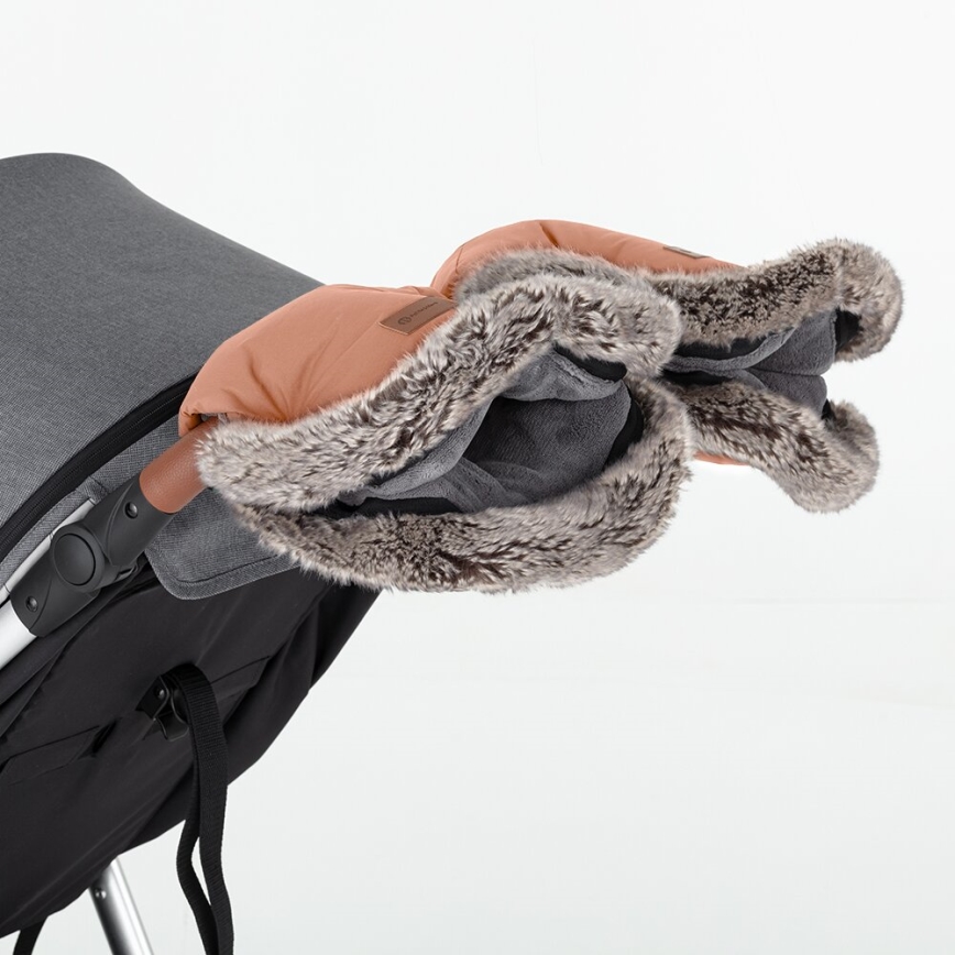 PETITE&MARS - SET Coprigambe per bambini 4in1 COMFY + stroller mano muffs FURRY Pastel Peach
