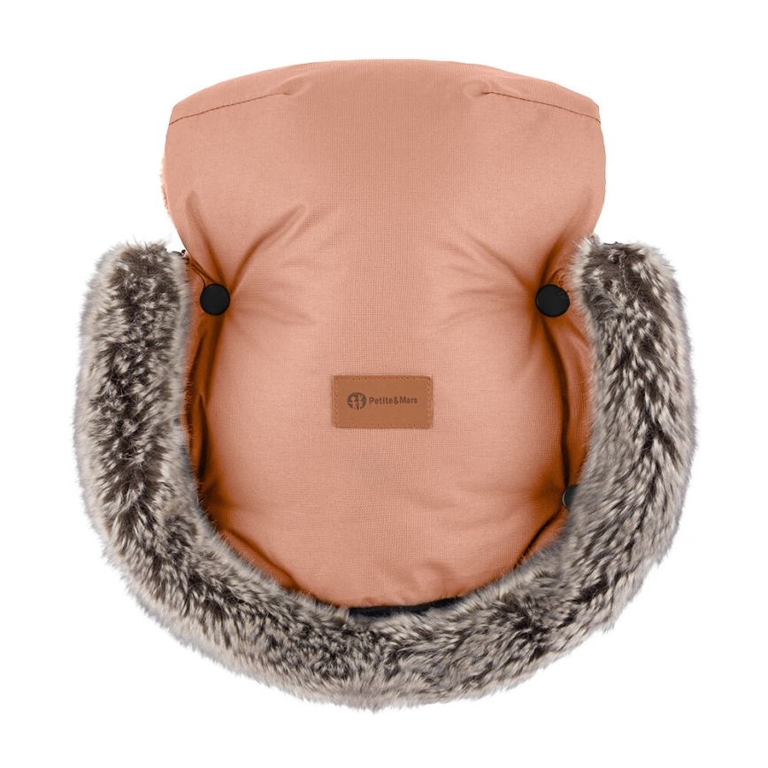 PETITE&MARS - SET Coprigambe per bambini 4in1 COMFY + stroller mano muffs FURRY Pastel Peach