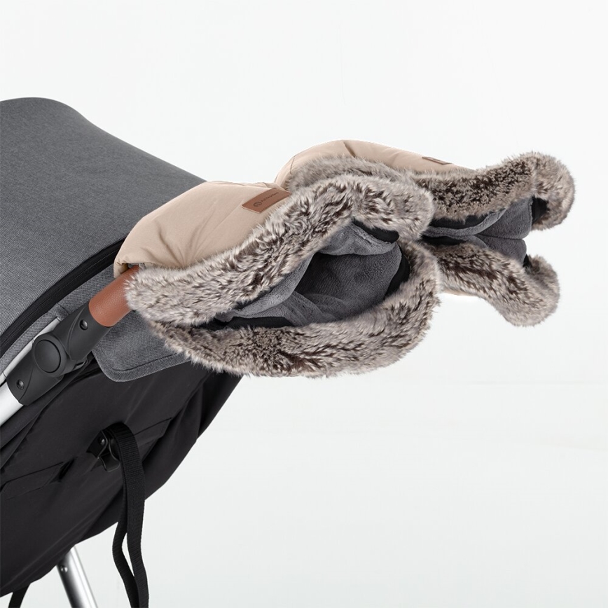 PETITE&MARS - SET Coprigambe per bambini 4in1 COMFY + stroller mano muffs FURRY Rosa Petal