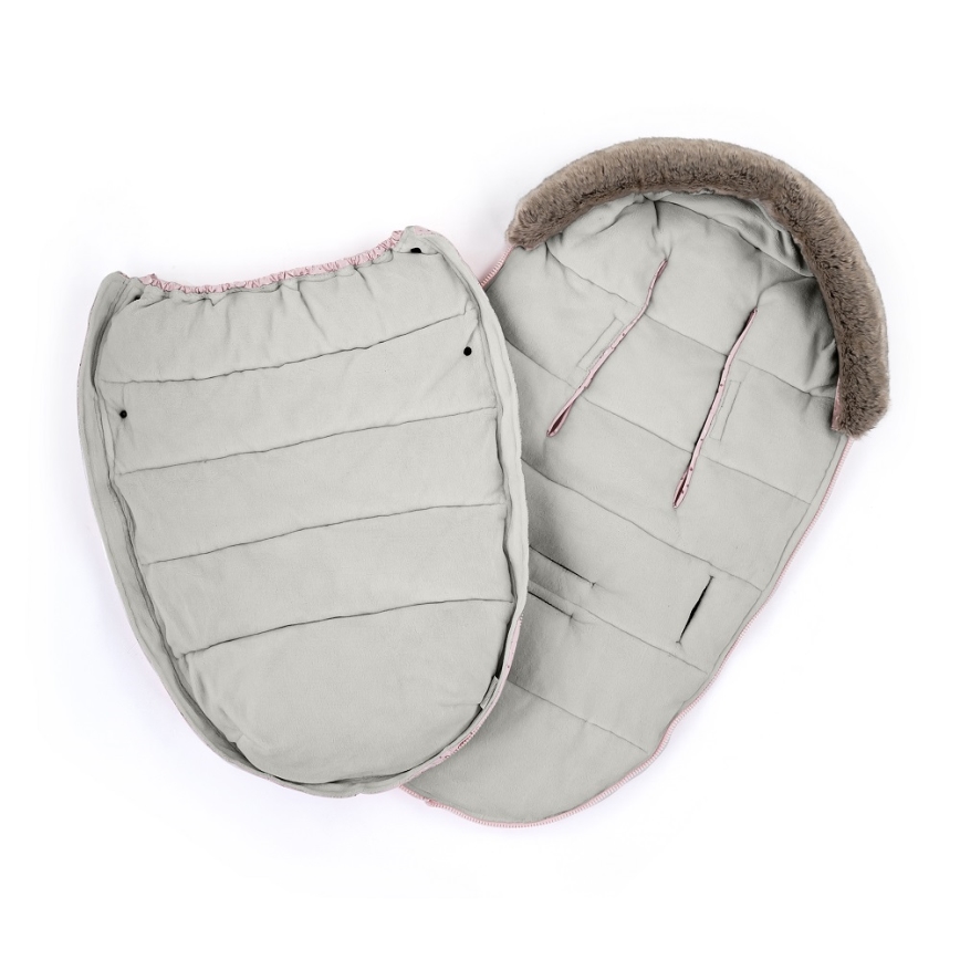 PETITE&MARS - SET Coprigambe per bambini 4in1 COMFY + stroller mano muffs FURRY Rosa Petal