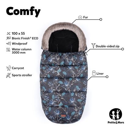 PETITE&MARS - SET Coprigambe per bambini 4in1 COMFY + stroller mano muffs FURRY Rosa Petal