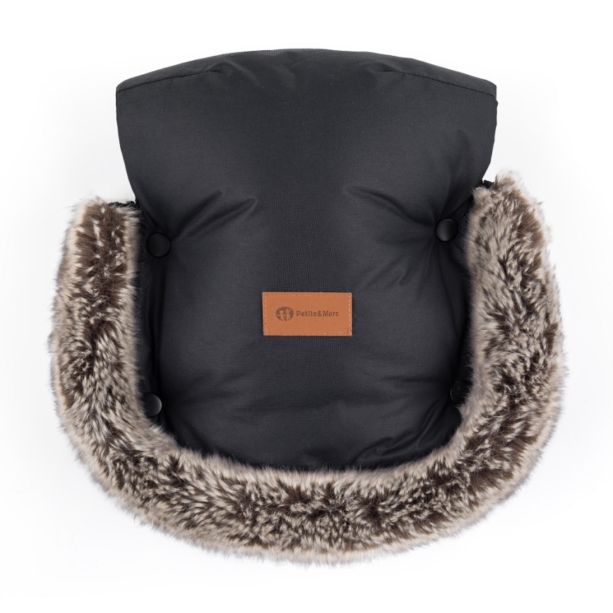 PETITE&MARS - SET Coprigambe per bambini 4in1 COMFY Stylish Beauty + stroller mano muffs FURRY Forever Black