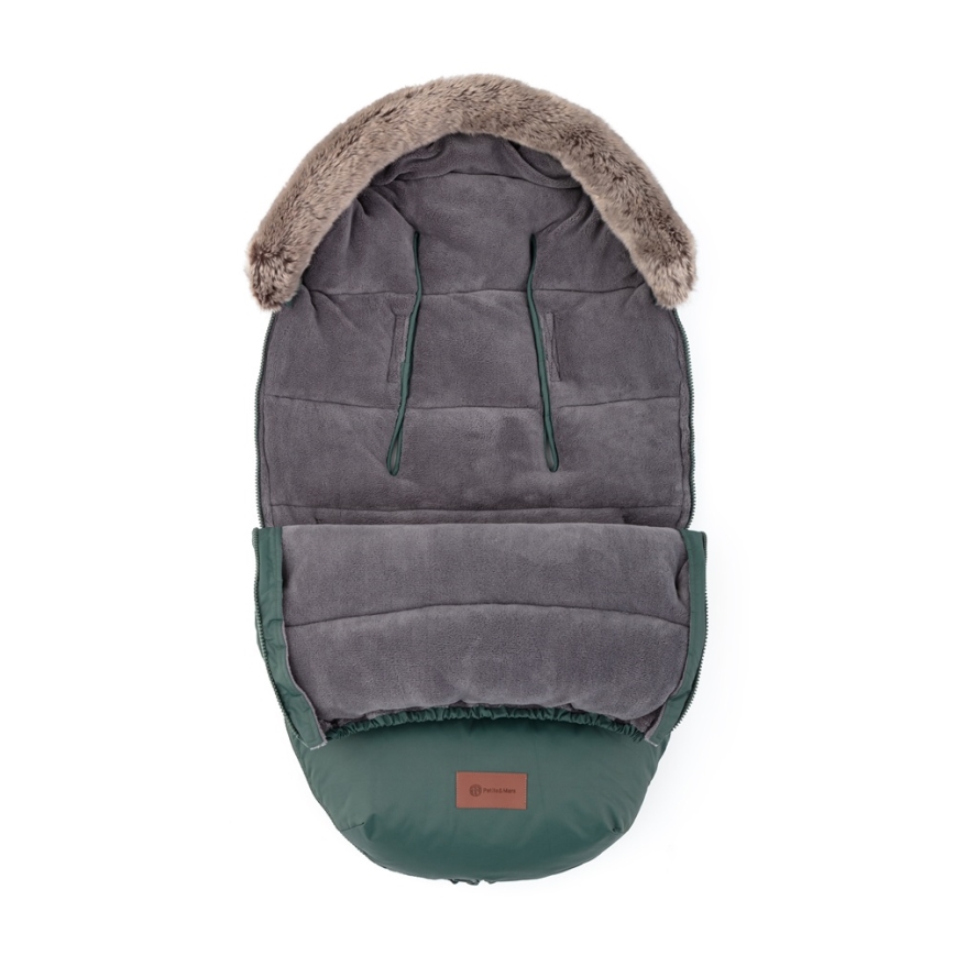 PETITE&MARS - SET Sacco nanna per bambini 4 in 1 COMFY + muffole per passeggino FURRY Khaki