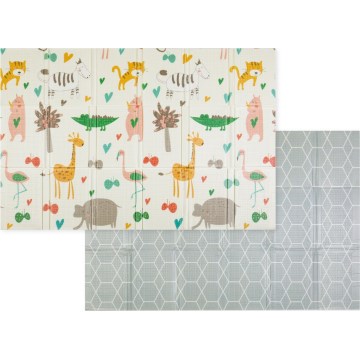 PETITE&MARS - Tappetino da gioco pieghevole CAMPY Animals&Hexagon