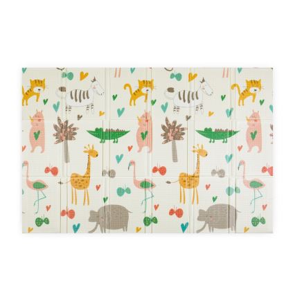 PETITE&MARS - Tappetino da gioco pieghevole CAMPY Animals&Hexagon