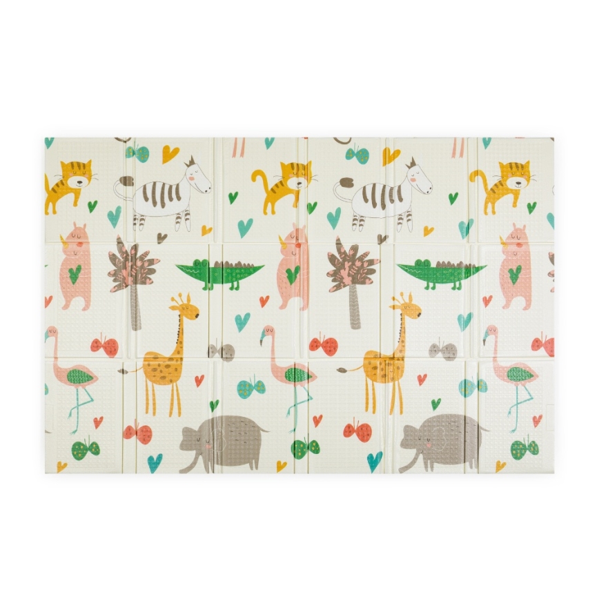 PETITE&MARS - Tappetino da gioco pieghevole CAMPY Animals&Hexagon