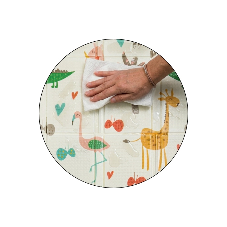 PETITE&MARS - Tappetino da gioco pieghevole CAMPY Animals&Hexagon
