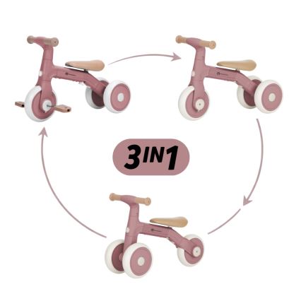 PETITE&MARS - Triciclo 3 in 1 per bambini BINGO Rosa polvere