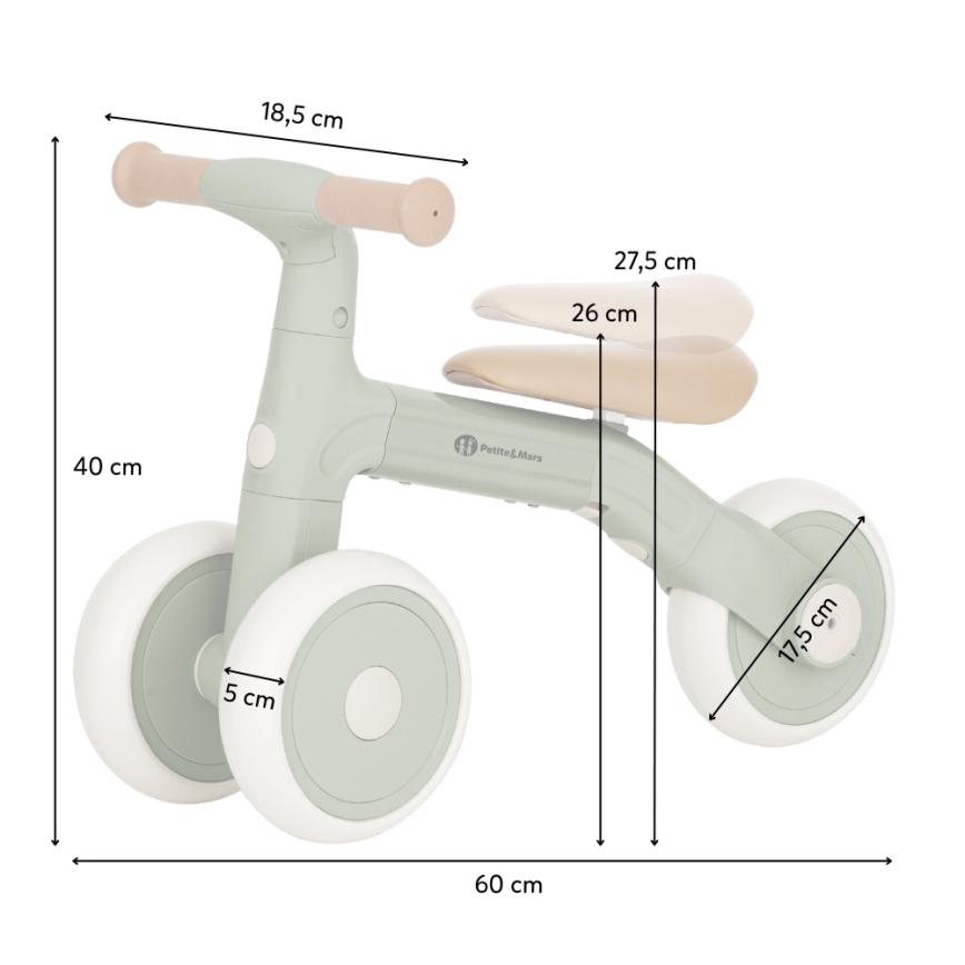 PETITE&MARS - Triciclo 3 in 1 per bambini BINGO Rosa polvere