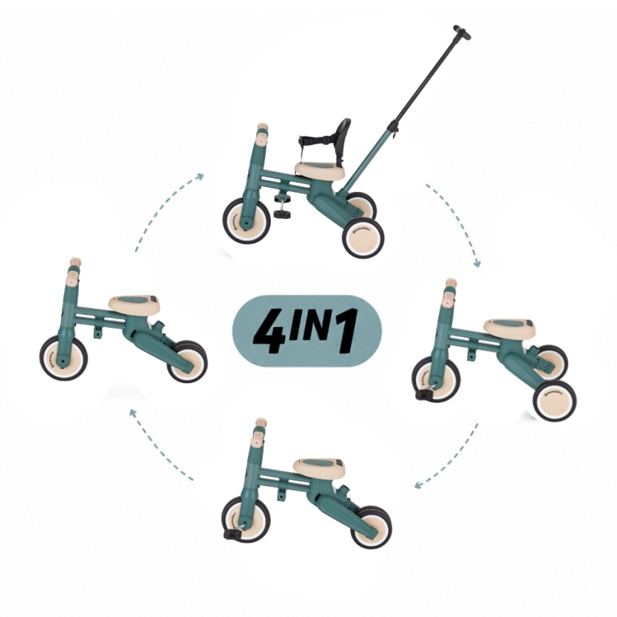 PETITE&MARS - Triciclo 4 in 1 per bambini DRIFT Misty Green