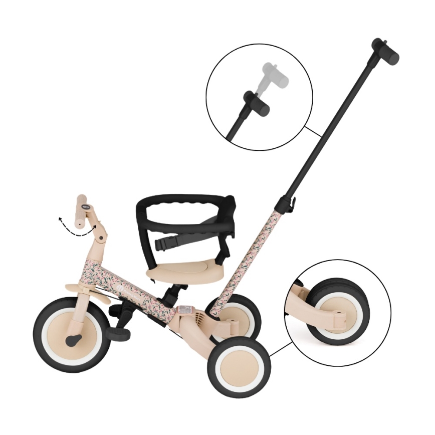 PETITE&MARS - Triciclo 5 in 1 per bambini TURBO LIMITED Pink Meadow