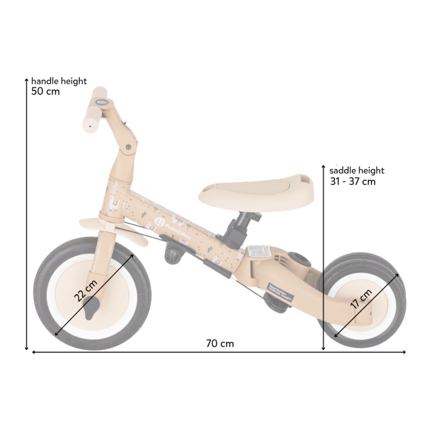 PETITE&MARS - Triciclo 5 in 1 per bambini TURBO LIMITED Pink Meadow