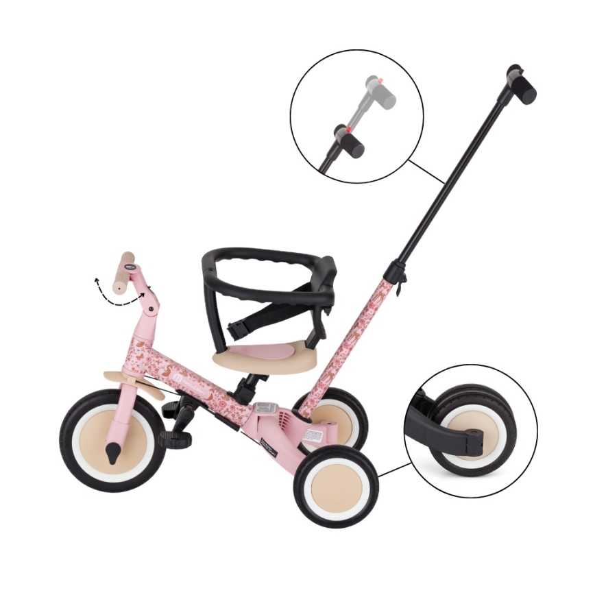PETITE&MARS - Triciclo 5 in 1 per bambini TURBO LIMITED Rosy Wilderness