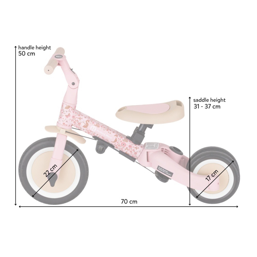 PETITE&MARS - Triciclo 5 in 1 per bambini TURBO LIMITED Rosy Wilderness