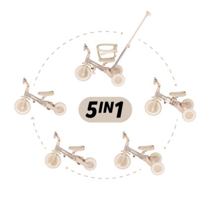 PETITE&MARS - Triciclo per bambini 5 in 1 TURBO LIMITED Prato Rosa