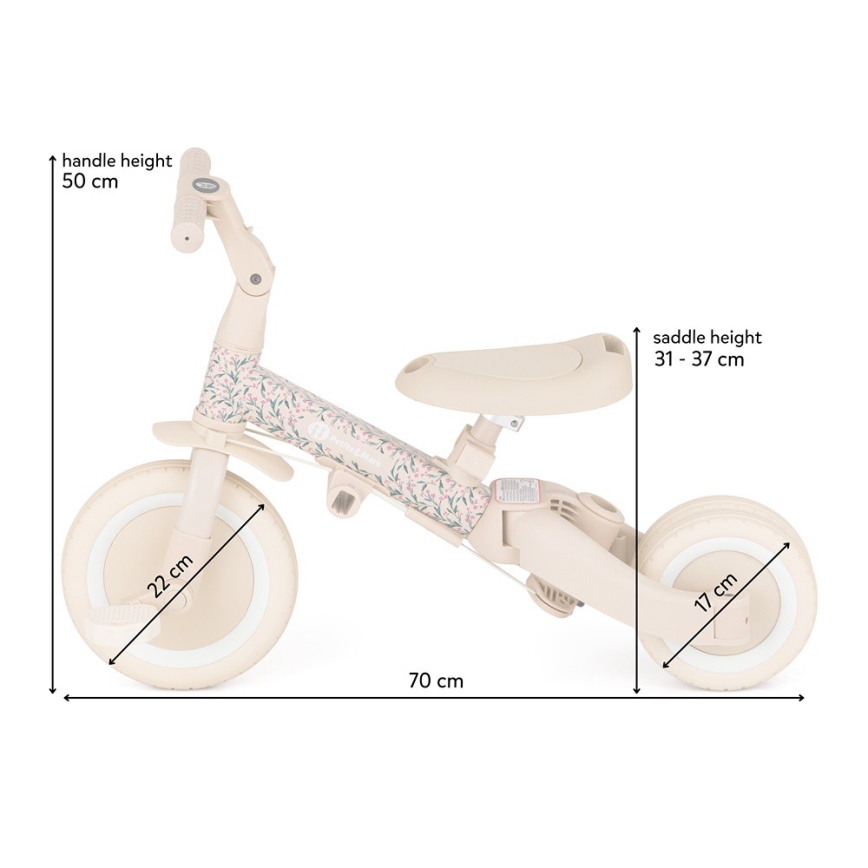PETITE&MARS - Triciclo per bambini 5 in 1 TURBO LIMITED Prato Rosa