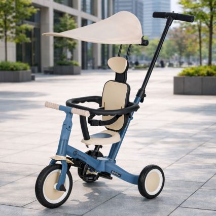 PETITE&MARS - Triciclo per bambini 5 in 1 TURBO PLUS Blu Oceano