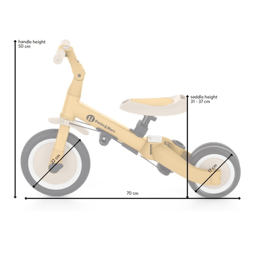 PETITE&MARS - Triciclo per bambini 5 in 1 TURBO PLUS Sabbia del Deserto