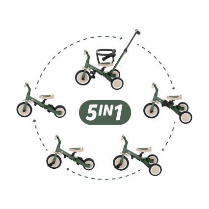 PETITE&MARS - Triciclo per bambini 5in1 TURBO Misty Green