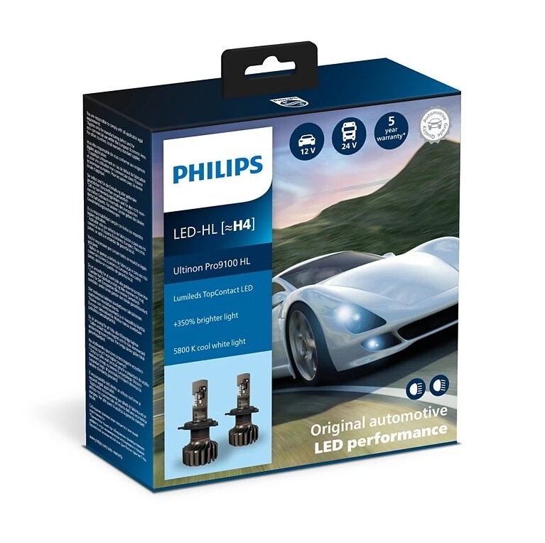 Philips 11342U91X2 -SET 2x LED Lampadine auto Ultinon 9100 H4 P43t-38/13,2W/12/24V 5800K