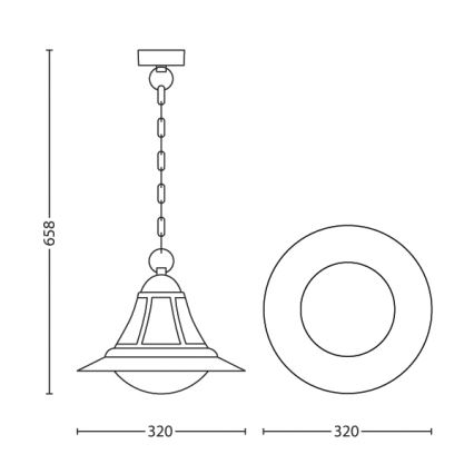Philips 15216/42/16 - Lampadario da esterno MYGARDEN PROVENCE 1xE27/23W/230V