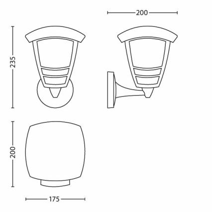 Philips 15380/30/16 - Applique da esterno MYGARDEN CREEK 1xE27/60W/230V