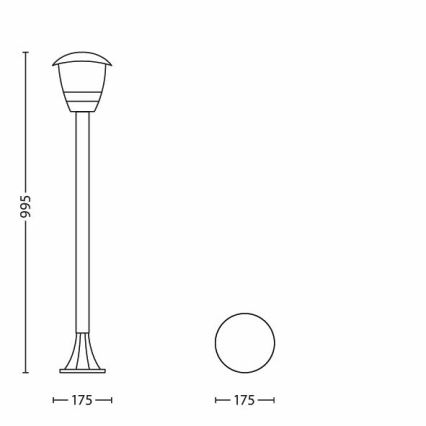 Philips 15383/30/16 - Lampada da esterno MYGARDEN CREEK 1xE27/60W/230V nero