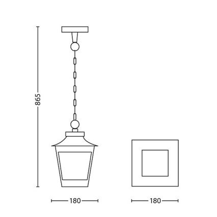 Philips 15406/86/PN - Lampadario da esterno HEDGE 1xE27/60W/230V IP44