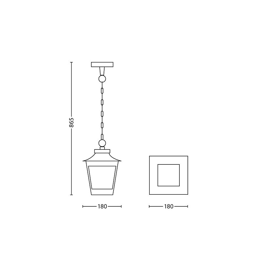 Philips 15406/86/PN - Lampadario da esterno HEDGE 1xE27/60W/230V IP44
