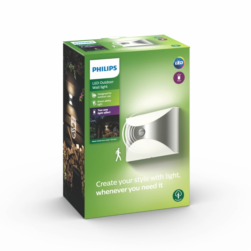 Philips 17299/47/16 - Lampada da esterno con sensore MYGARDEN HERB 1xLED/6W/230V