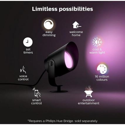Philips - Lampada da esterno dimmerabile LED RGB Hue LILY LED/15W/230V IP65