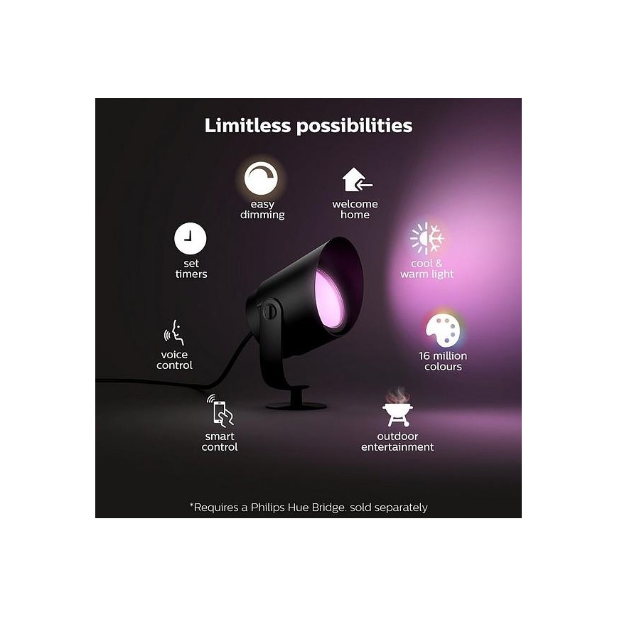 Philips - Lampada da esterno dimmerabile LED RGB Hue LILY LED/15W/230V IP65