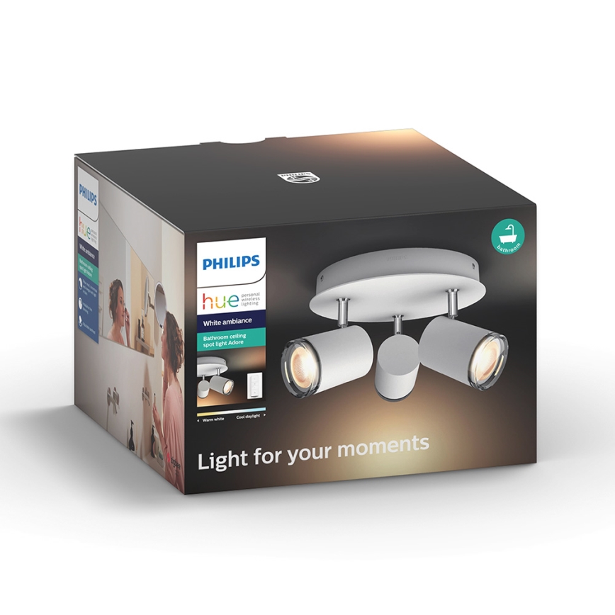 Philips 34362/31/P7- Faretto LED da bagno HUE ADORE 3xGU10/5,5W/230V