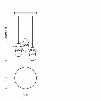 Philips 40594/55/16 - Lampadario per bambini MYKIDSROOM ZOO 3xE27/12W