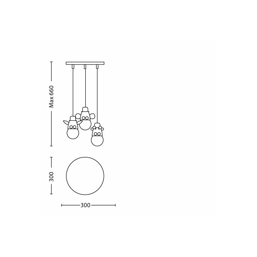 Philips 40594/55/16 - Lampadario per bambini MYKIDSROOM ZOO 3xE27/12W