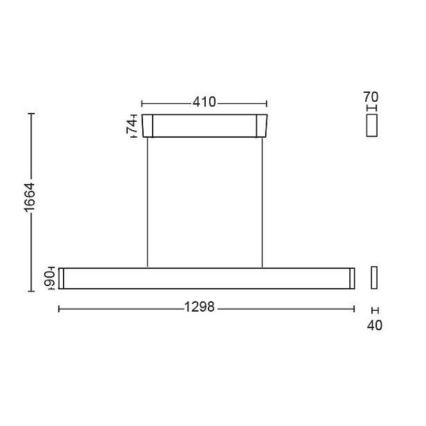 Philips 40903/31/P9 - Lampadario LED a sospensione con filo HUE ENSIS 2xLED/39W/230V