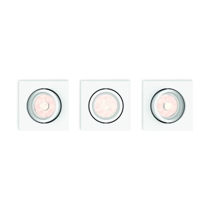 Philips - KIT 3x faretti LED RGBW dimmerabili da incasso 1xGU10/4,8W/230V bianco + telecomando