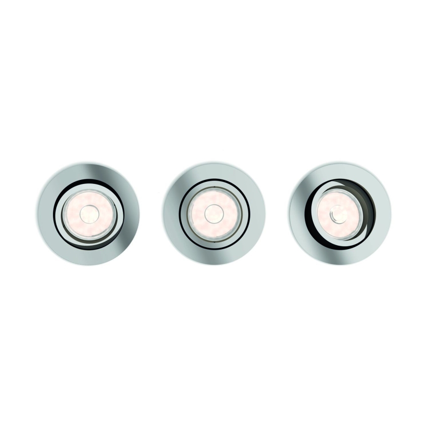 Philips - SET da 3 faretti da incasso LED RGBW dimmerabili 1xGU10/4,8W/230V cromo lucido + telecomando