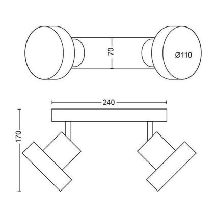 Philips 50602/30/P0 - Faretto LED dimmerabile BUKKO 2xLED/4,5W/230V