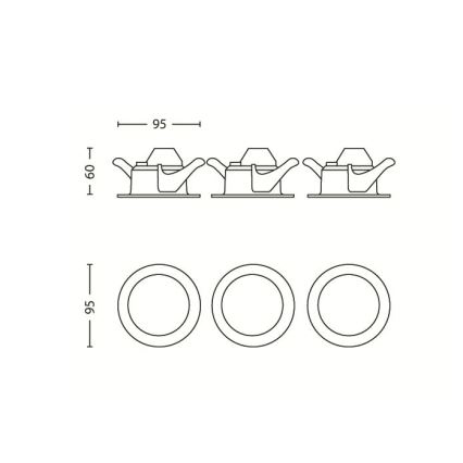 Philips 59100/87/16 - SET 3pz Faretto LED da incasso SCEPTRUM LED/3W