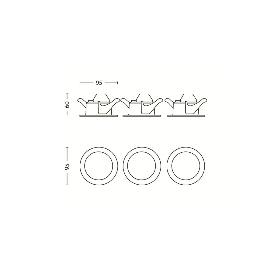 Philips 59100/87/16 - SET 3pz Faretto LED da incasso SCEPTRUM LED/3W