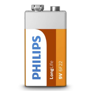 Philips 6F22L1B/10 - Batteria al cloruro di zinco 6F22 LONGLIFE 9V