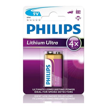 Philips 6FR61LB1A/10 - Batteria al litio 6LR61 LITHIUM ULTRA 9V 600mAh