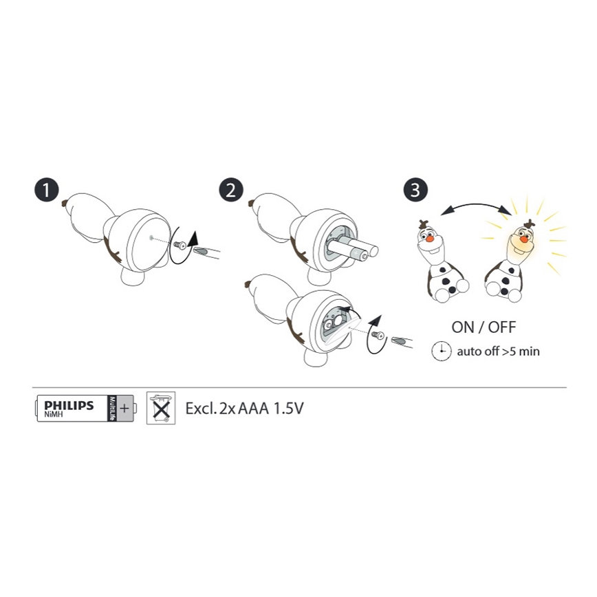 Philips 71768/08/16 - Lampada LED per bambini FROZEN 1xLED/0,2W/2xAAA