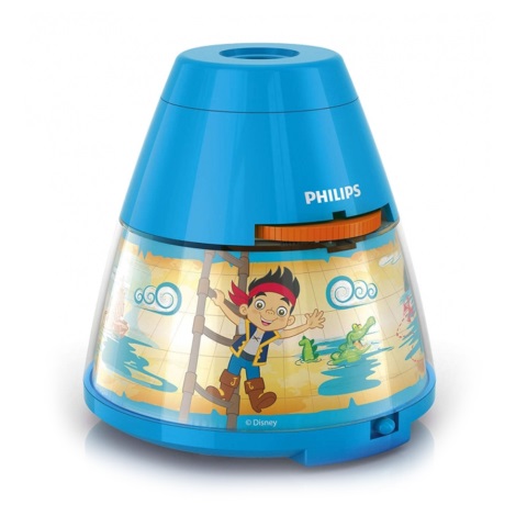 Philips 71769/05/16 - Lampada da tavolo e proiettore per bambini DISNEY JAKE PIRATA 1xLED/0,1W/3xAA