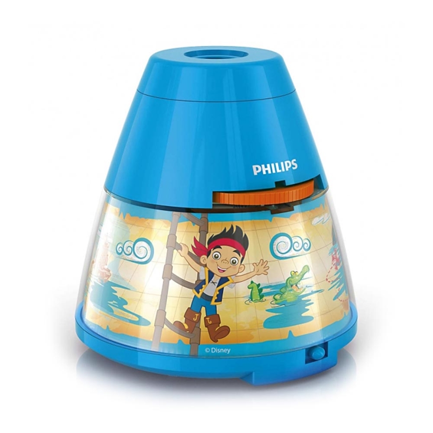 Philips 71769/05/16 - Lampada da tavolo e proiettore per bambini DISNEY JAKE PIRATA 1xLED/0,1W/3xAA