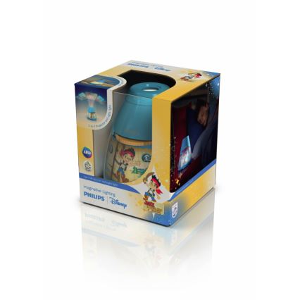 Philips 71769/05/16 - Lampada da tavolo e proiettore per bambini DISNEY JAKE PIRATA 1xLED/0,1W/3xAA