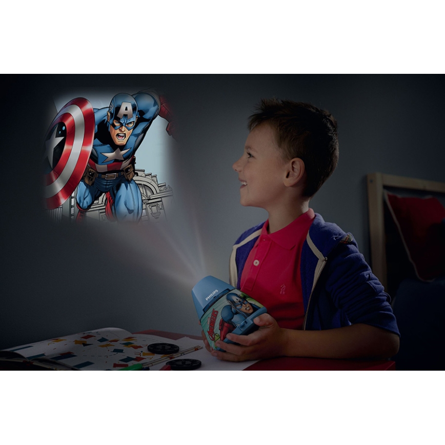 Philips 71769/35/P0 - Proiettore LED per bambini MARVEL AVENGERS 1xLED/0,1W/3xAA