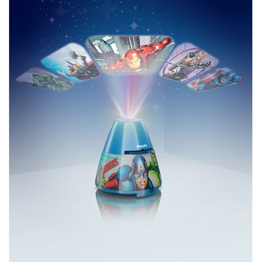 Philips 71769/35/P0 - Proiettore LED per bambini MARVEL AVENGERS 1xLED/0,1W/3xAA