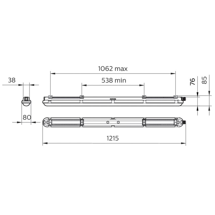 Philips - Apparecchio tecnico lineare a LED CORELINE, 25 W, 230 V, 120 cm, IP66